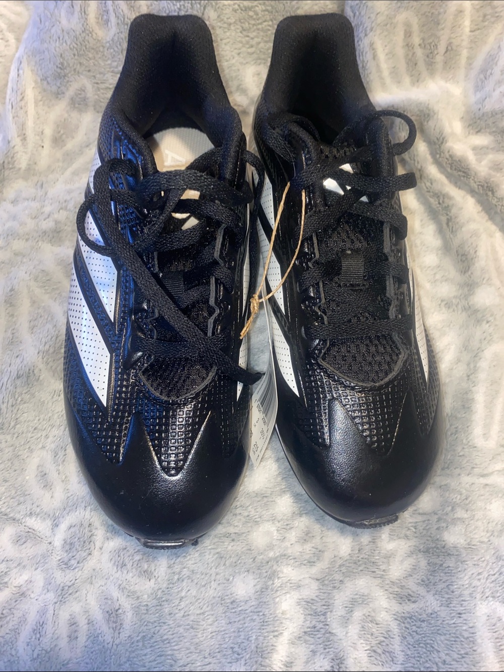 adidas Adizero Instint MD Kids Black and White Lace-Up Softball Sneakers